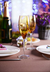 Table setting in restaurant