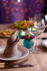 Table setting in restaurant
