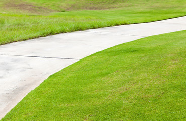 Nice green and road path in golf course