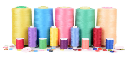 Colorful skeins of thread isolated on white