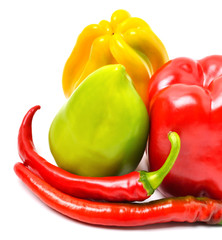 Sweet peppers, chili peppers