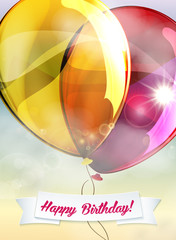 Birthday vector greeting card with balloons
