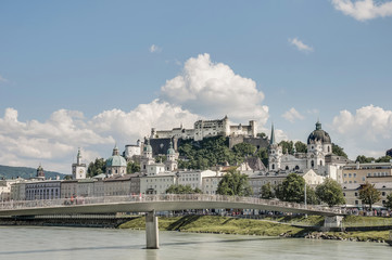 Salzach river on its way through Salzburg, Austria