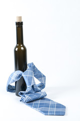 Wine bottle and neck tie