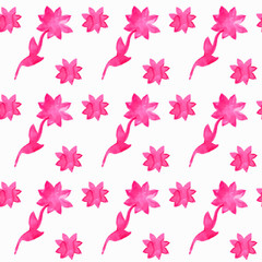 Vector floral watercolor pattern, texture with flowers