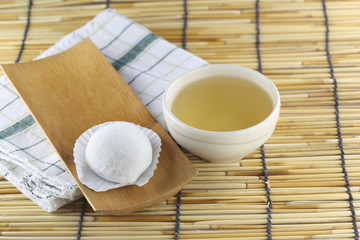 Daifuku of dessert Japanese and hot tea.