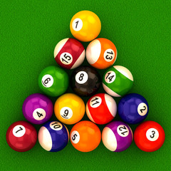 billiard  balls with numbers