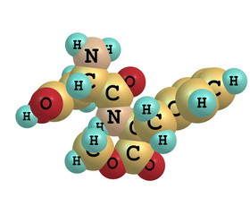 Aspartame molecule isolated on white