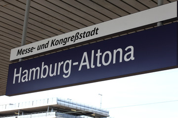 sign at the station. Germany Hamburg