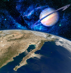 Earth Saturn Planet Surreal