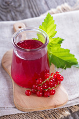 Red currant jelly in a jar