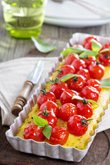 Polenta tart with baked tomatoes