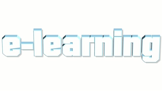 e-learning Schrift blau weiss rotierend animiert