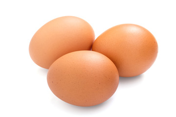 Fototapeta na wymiar Three eggs isolated on white background
