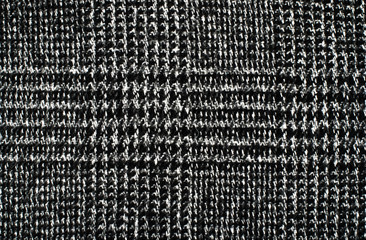 Black white wool twill pattern.Woven check design as background.