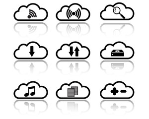 Cloud with Sign and Symbol Icon