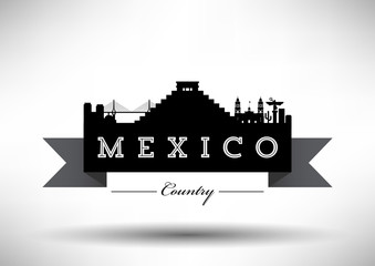 Fototapeta na wymiar Mexico Typographic Skyline Design
