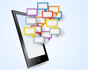 Tablet with Speach Bubble Icon Symbol