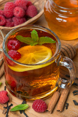 fragrant black tea with lemon, mint, raspberry and cinnamon