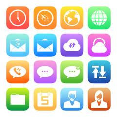 Colorful icons mobile phone and network vector set. - 69268817