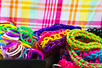 colorful Rainbow loom bracelet rubber bands fashion