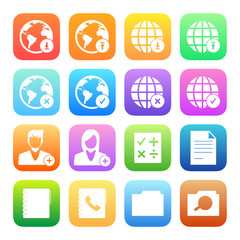 Colorful icons mobile phone and network vector set.