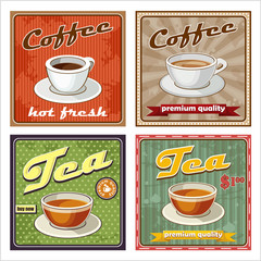 Plakaty  Plakat rocznika kawy i herbaty. ilustracja wektorowa