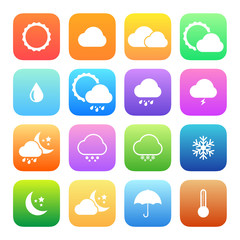 Colorful style weather icon vector set.
