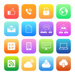 Colorful style Internet icons vector set.
