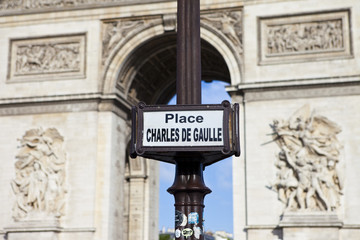 Naklejka premium Place Charles De Gaulle and the Arc de Triomphe in Paris