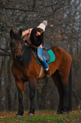 Fototapeta premium Girl and horse