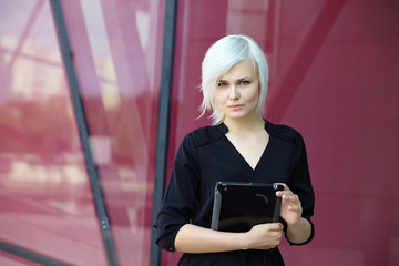 business woman with tablet