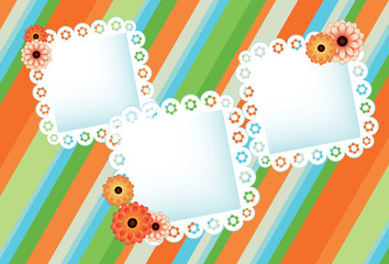striped background with lace frames