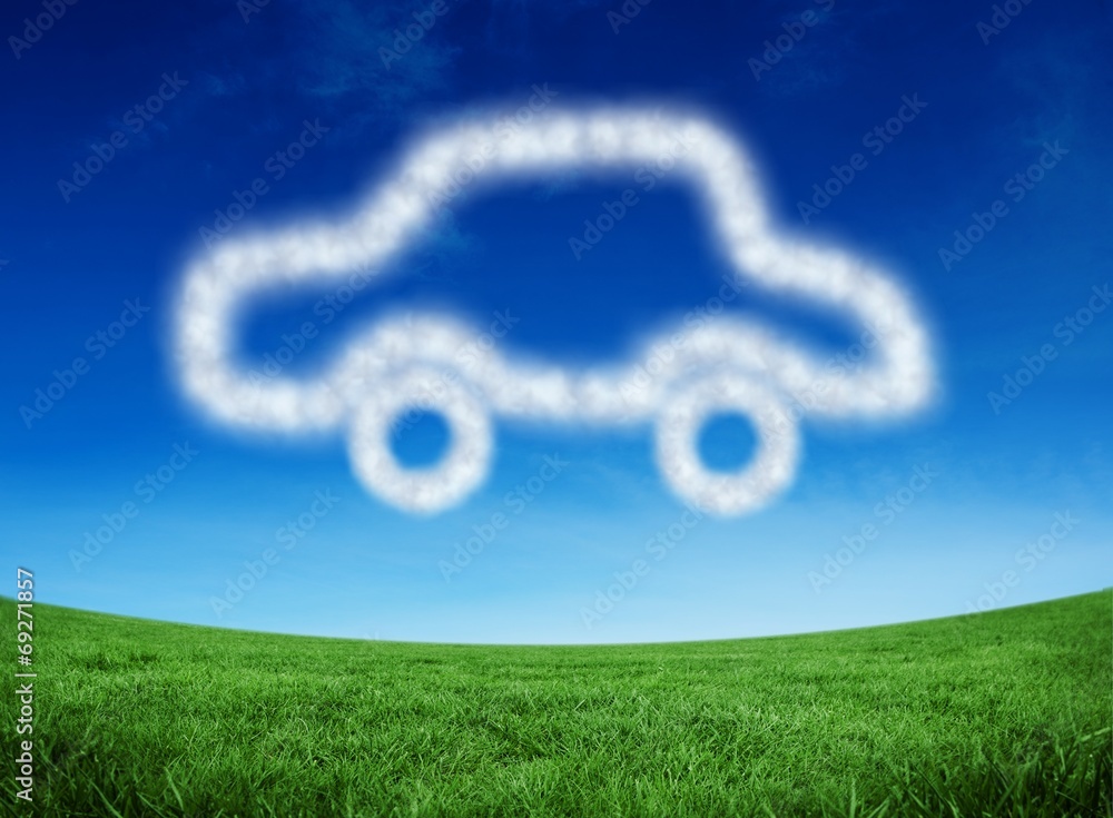 Poster composite image of cloud in shape of car