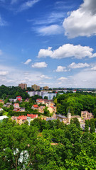 Cieszyn, widok z wieży na miasto. Polska, Śląsk, Beskidy