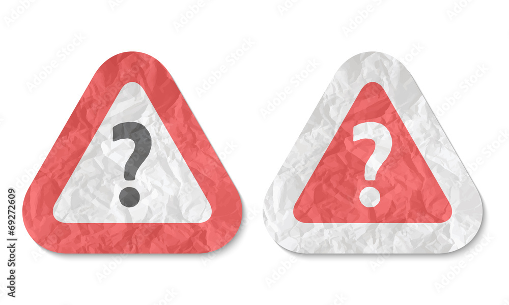 Aufkleber triangles with a texture of crumpled paper and question mark