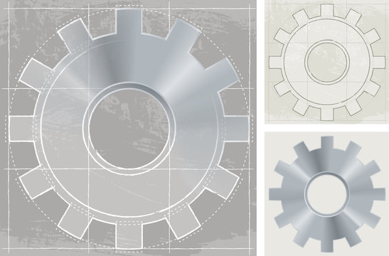 Gear, Sketch. Illustration Of A Gear