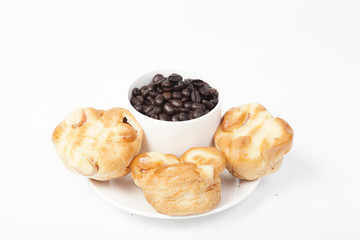 Roasted coffee beans in a glass