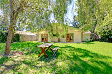 House backyard with outdoor rest area