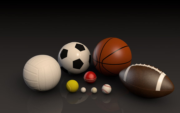 ball of all sport in photography studio