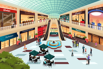 Scene inside shopping mall