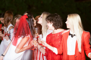 Hen party: white and red - Powered by Adobe