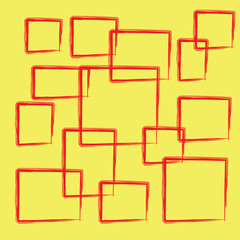 abstract red square on yellow background