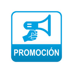 Etiqueta tipo app azul PROMOCION