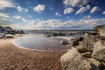Rocks on the beach in Niechorze