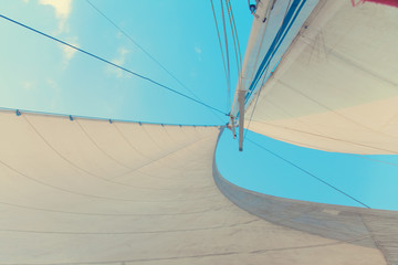 Sail of a sailing boat against sky