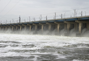 Fototapeta na wymiar Dam of a hydroelectric power station