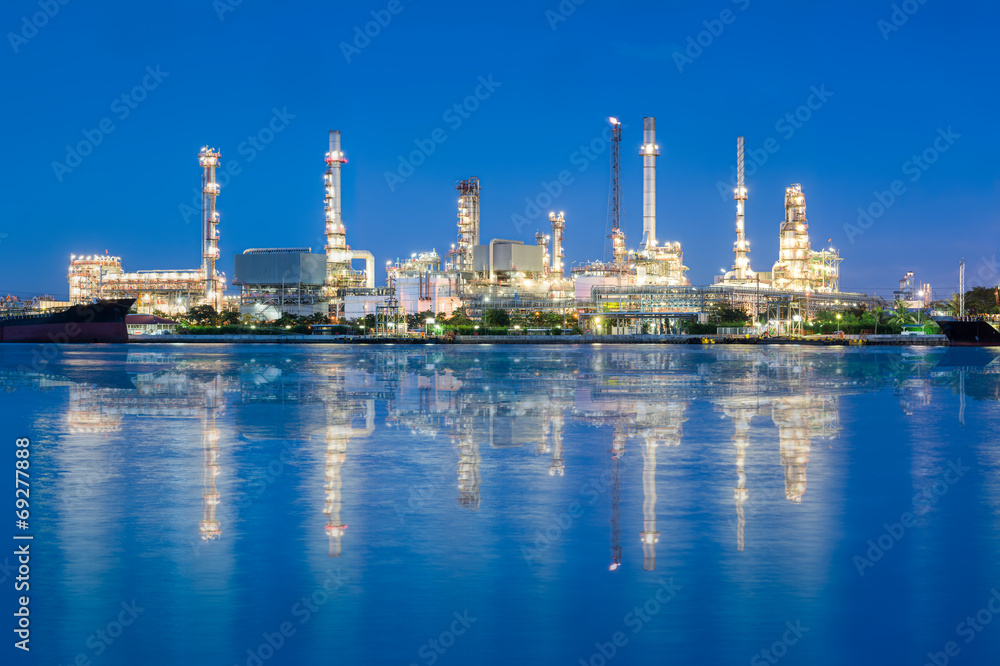 Wall mural oil gas refinery plant. may called petroleum, production or petrochemical plant. industrial factory 