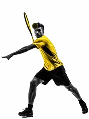 Zelfklevend Fotobehang man tennis player silhouette © snaptitude