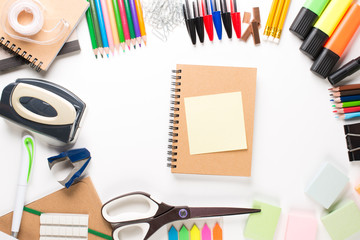 School equipment with notebook